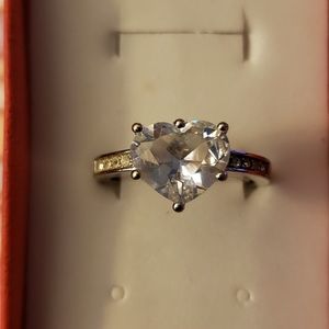 Silver White Zircon Heart Shaped Ring